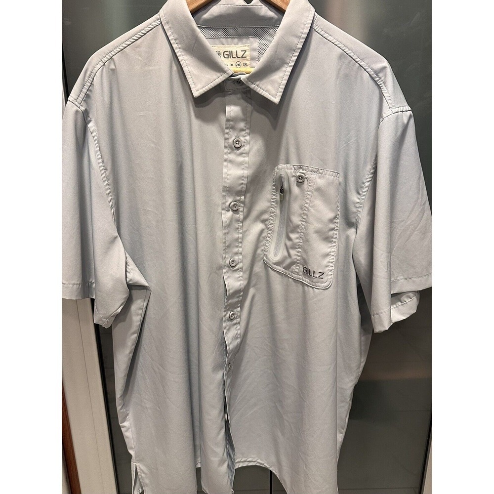 Gillz Short Sleeve Button Down Vented Fishing Shirt Men's Size XXL Light Blue
